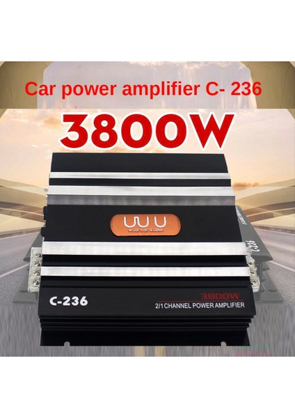 C-236 3800W Araba Amplifikatör 2 Kanal Siyah Alüminyum Alaşımlı Yüksek Güçlü Araba Stereo Ses Güç Amplifikatörü Araba Subwoofer Için (Yurt Dışından)