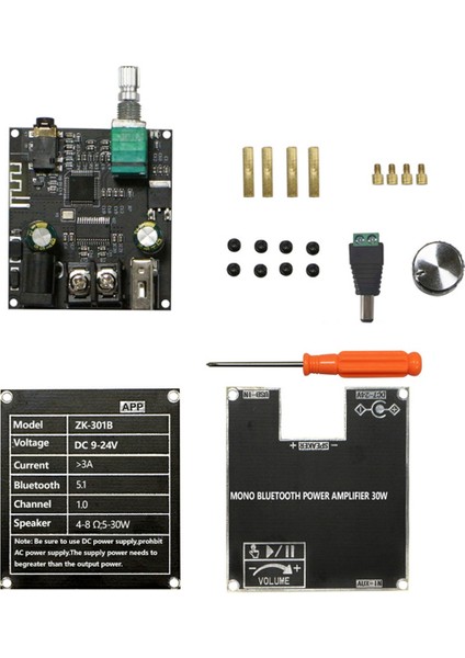 ZK-301B Bluetooth Amplifikatör Kartı Tek Ses 30W Bluetooth Ses Güç Amplifikatörü Modülü Ev Video Aksesuarları (Yurt Dışından)