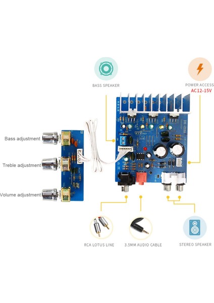 TDA2030 15W+15W+30W 2.1 Kanal Amplifikatör Ses Kartı Subwoofer Amplifikatör Bas Çıkışı Hoparlör Dıy Çift AC12-15V (Yurt Dışından)