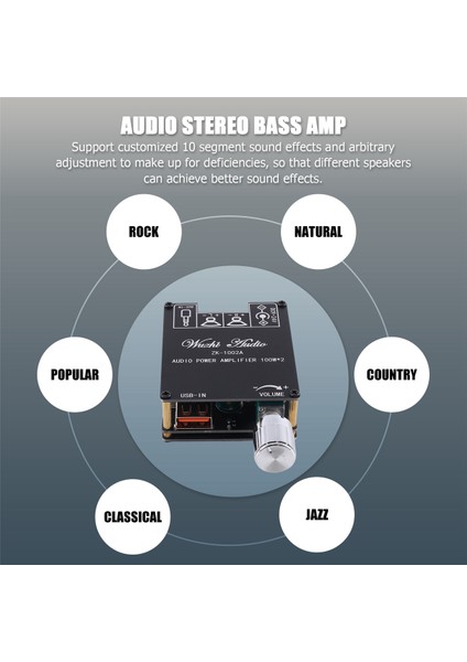 ZK-1002A Bluetooth Amplifikatör Kartı Tiz ve Bas Ayarı Subwoofer 2 Kanal Yüksek Güçlü Ses Stereo Bas Amp (Yurt Dışından)