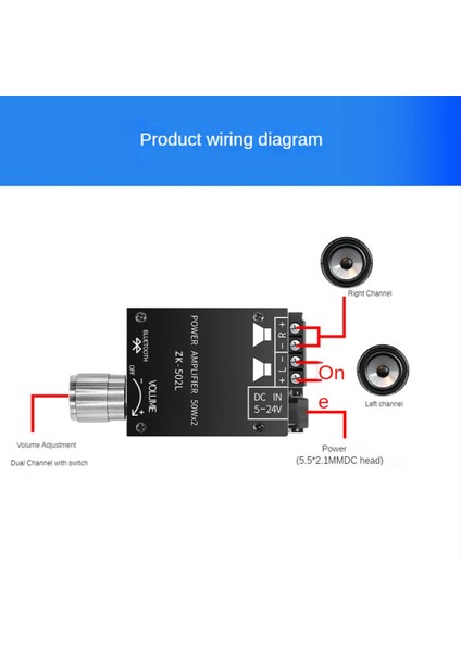 ZK-502L Modül 5.0 Bluetooth 2 x 50W Dijital Güç Amplifikatörü Kartı Hıfı Ateş Yüksek Güç 2.0 Stereo Geliştirme (Yurt Dışından)