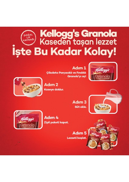 Granola Çikolata Parçacıklı ve Fındıklı 340 G x 3 Adet, %45 Yulaf Ezmesi, Lif Kaynağı Kahvaltılık Gevrek