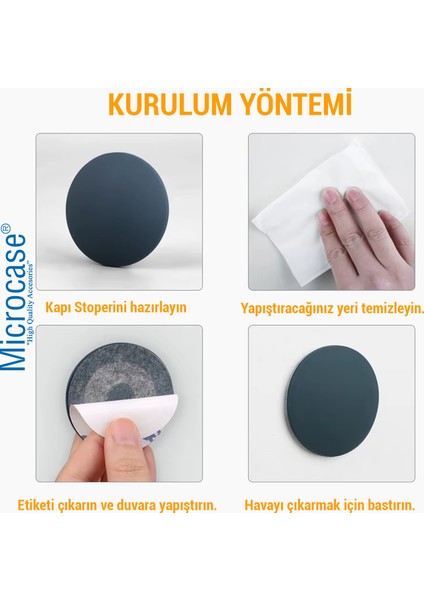 Darbe Önleyici Yapışkanlı Silikon Kapı Kolu Stoperi Tamponu Yuvarlak Tasarım - AL5003 4 Adet