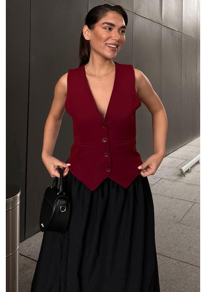 Bordo Kadın Yelek MG2332