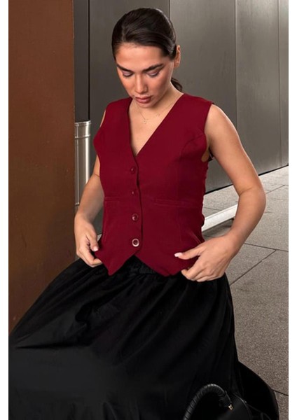 Bordo Kadın Yelek MG2332 fırsatları