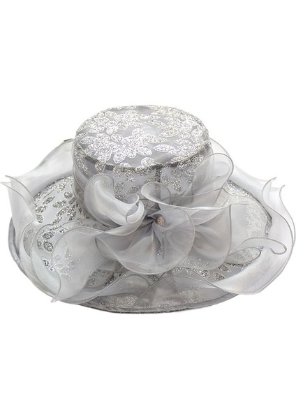 Yeni Büyük Siperlikli Organze Güneş Şapkası Sıcak Elmas Çiçekli Güneş Şapkası Kadın Yaz Deniz Kenarı Güneş Şapkası Şifon File Şapka (Yurt Dışından)