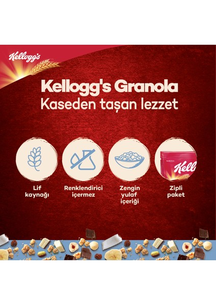 Granola Karışık Meyveli 60 G x10 Adet, %42 Yulaf Ezmesi,%20 Kurutulmuş Meyve, Lif Kaynağı Kahvaltılık Gevrek