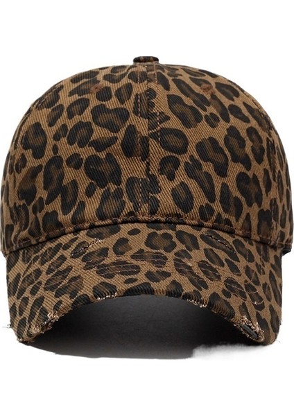 Moda Kişiliği Delik Leopar Desenli Beyzbol Şapkası Bahar ve Yaz Yıkanmış Pamuklu Kalkan Şapkası Rahat Şapka (Yurt Dışından) fırsatları