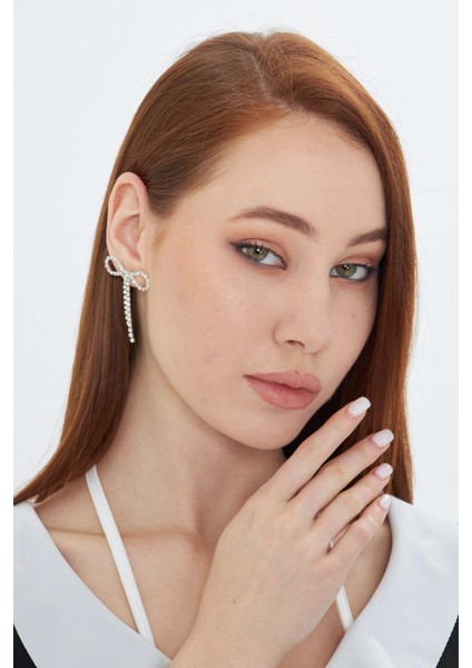 Zirkon Taşlı Fiyonk Küpe, Sallantılı Küpe, Abiye Küpe