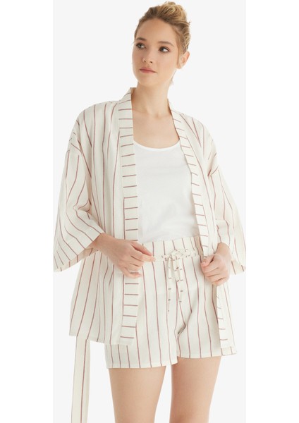 Kadın Kimono 60557 - Bordo Çizgili fiyatları