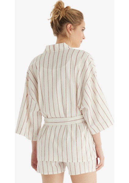 Kadın Kimono 60557 - Bordo Çizgili modelleri