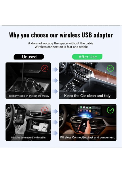 Kablosuz Carplay Android Auto Kablosuz Adaptör Akıllı Mini Kutu Tak ve Çalıştır Wifi Hızlı Bağlantı Evrensel (Yurt Dışından) modelleri