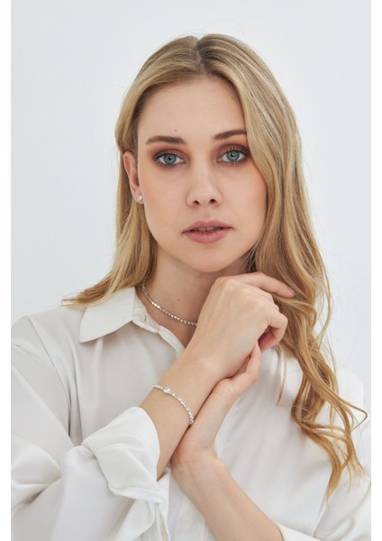 Pırlanta Görünümlü Zirkon Taşlı Zarif Takı Seti