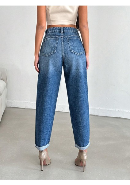 Kadın Bilek Boy Mom Fit Kot Pantolon Mavi modelleri