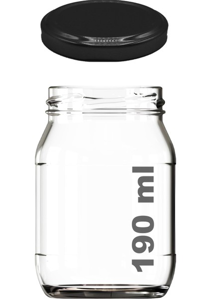 190 ml Metal Siyah Kapaklı Konserve Kavanozu 190 cc Şeffaf Bebek Mama Kavanoz 1 Adet