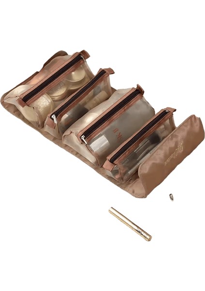 4'ü 1 Arada Kozmetik Çantası Kadınlar Için Fermuarlı Örgü Ayrılabilir Kozmetik Çantası Bayanlar Katlanabilir Naylon Çanta Halatlı Makyaj Çantası Kosmetyczkarenk:sarı (Yurt Dışından)