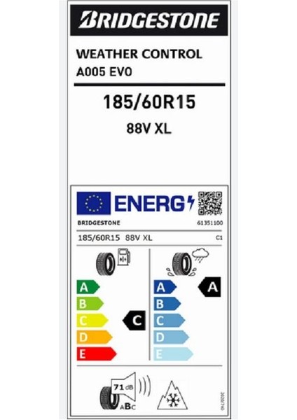 185/60 R15 88V Xl Weather Control A005 Oto 4 Mevsim Lastiği (Üretim Yılı:2025) fiyatları