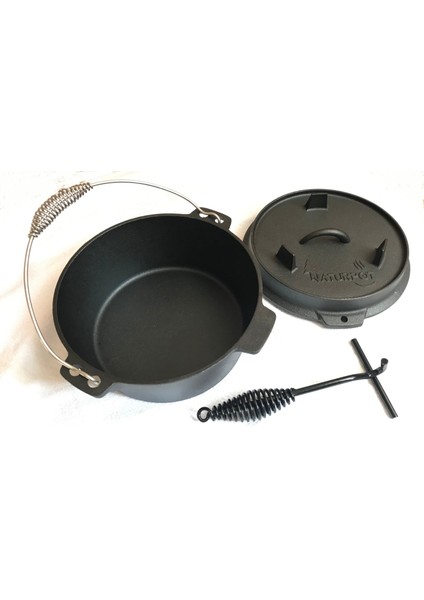 Döküm Tencere 10 Inch Dutch Oven Demir Döküm Kamp Tenceresi 25 cm