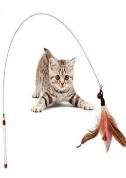 Tüylü Çıngıraklı Kedi Yakalama Oyun Oltası 90 cm modelleri