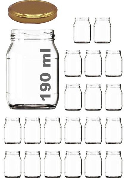 190 ml Metal Kapaklı Konserve Kavanozu 190 cc Şeffaf Bebek Mama Kavanoz 20 Adet