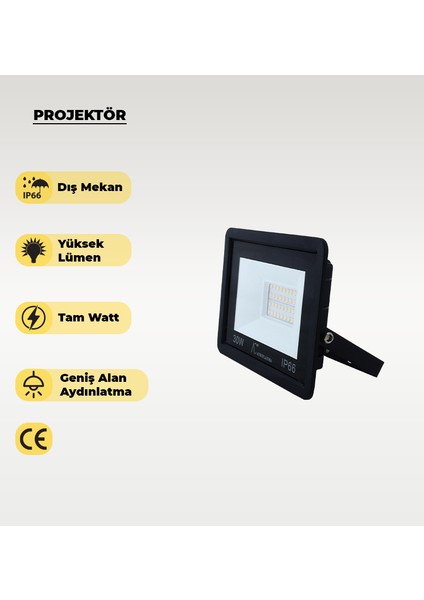 30W Projektör 3200K Sarı Işık