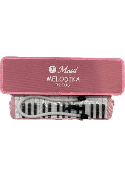 32 Tuş Lüks Çantalı Melodika Pastel Renk Pembe