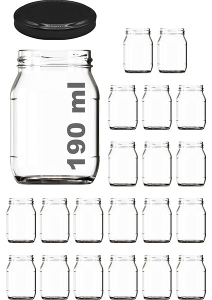 190 ml Metal Kapaklı Konserve Kavanozu 190 cc Şeffaf Bebek Mama Kavanoz 20 Adet