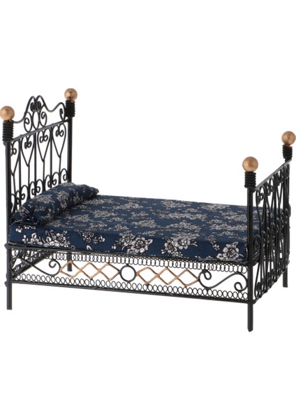 1: 12 Dollhouse Minyatür Yatak Odası Mobilya Metal Yatak Yatak Aksesuarı Oyuncak Siyah (Yurt Dışından)
