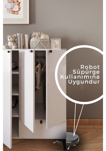 Gg-1 Bebek Gardırobu, Genç Odası Gardırobu, Çocuk Dolabı, Beyaz