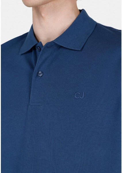 Regular Fit Polo Yaka Düz Erkek Mavi Kısa Kol Tişört CL1073960 fırsatları