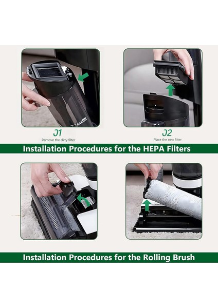 Tineco Floor One S5/floor One S5 Pro Için Akülü Islak Kuru Elektrikli Süpürge Parçaları 3 Hepa Filtre ve 3 Fırça Silindiri Dahildir (Yurt Dışından)
