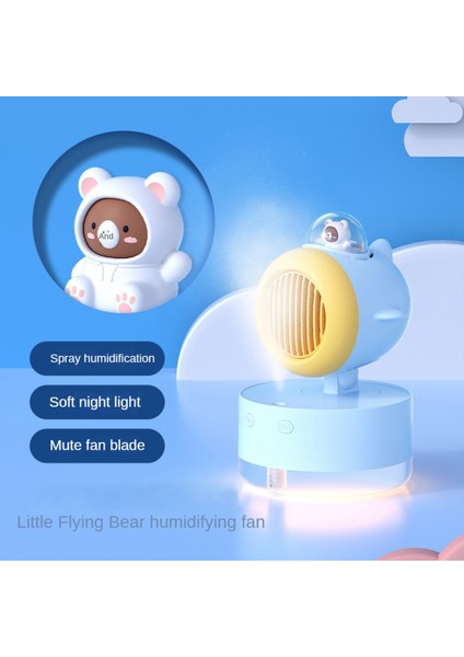 Taşınabilir Sprey Soğutma Fanı USB Mini Fan Masaüstü Türbini Soğuk Hava Nemlendirme Sprey Fan Çok Fonksiyonlu Gece Lambası-A (Yurt Dışından)