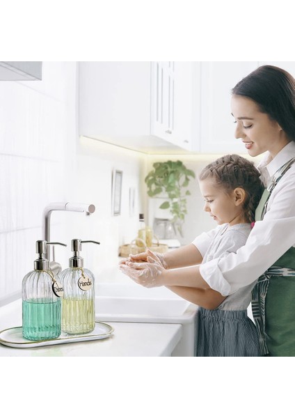 Mutfak ve Banyo Için Paslanmaya Dayanıklı Paslanmaz Çelik Pompalı Doldurulabilir El Sabunu Dispenseri ile 18 Oz Cam Sabunluk. (Yurt Dışından) modelleri