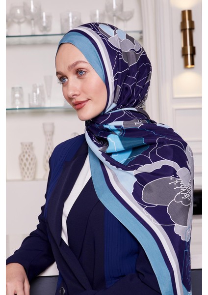 Turkuaz Çiçek Desen Royal Şal fiyatları