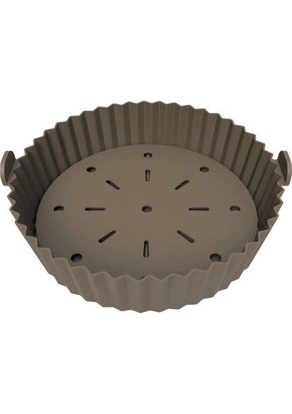 Hava Fritöz Astarı, 10 Inç Yeniden Kullanılabilir Silikon Hava Fritöz Tenceresi, Yapışmaz Yağ Filtresi Tasarımı, Hava Fritözü Kahverengi Için 22CM (Yurt Dışından)