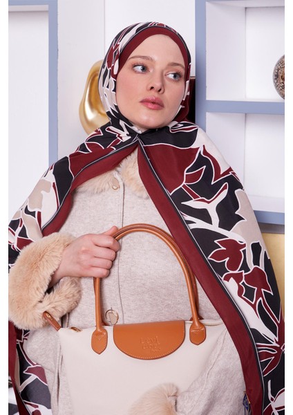Bordo Yaprak Desen Royal Şal fırsatları