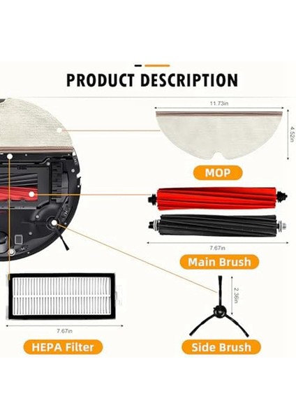 Roborock Q8 Max /q8 Max +/q5 Pro/q5 Pro+ Elektrikli Süpürge Için Uyumlu Yedek Aksesuarlar Kiti (Yurt Dışından) modelleri