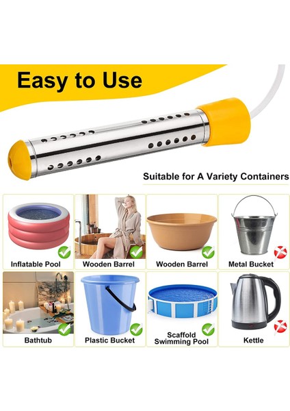 Adet Havuz Daldırmalı Su Isıtıcı 5 Galon Dakika Içinde 1500W Havuz Isıtıcısı Yer Üstü Kova Isıtıcı Abd Plug (Yurt Dışından)