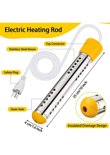 Adet Havuz Daldırmalı Su Isıtıcı 5 Galon Dakika Içinde 1500W Havuz Isıtıcısı Yer Üstü Kova Isıtıcı Abd Plug (Yurt Dışından)