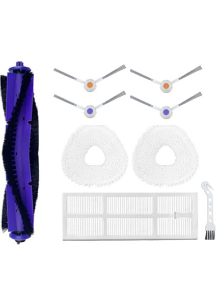 9 Adet Yedek Yedek Parça Narwal J3 Robotlu Süpürge Hepa Filtre Ana Yan Fırça Paspas Bezi Aksesuarları (Yurt Dışından)