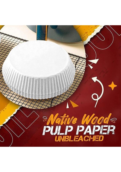 100 Adet Hava Fritöz Parşömen Kağıt Gömlekleri Yapışmaz Tek Kullanımlık Gömlekler, Deliksiz Yuvarlak Parşömen Kağıdı (Beyaz) (Yurt Dışından)