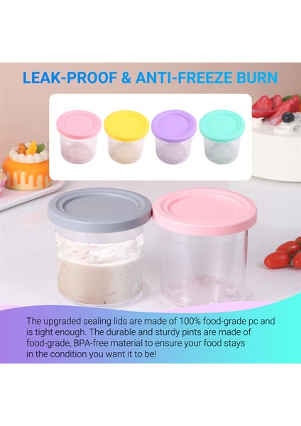 Ninja Creami NC300 NC301 NC299AMZ Pint 16OZ Bardak Dondurma Makinesi Bulaşık Makinesinde Yıkanabilir 4 Adet Dondurma Pintleri ve Kapakları (Yurt Dışından) fırsatları