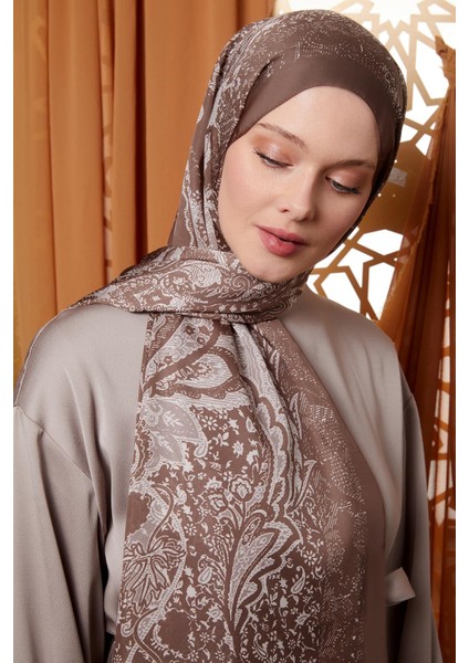 Sütlü Kahve Yaprak Desen Hint Ipeği Şal fiyatları