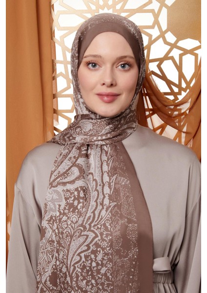 Sütlü Kahve Yaprak Desen Hint Ipeği Şal fırsatları