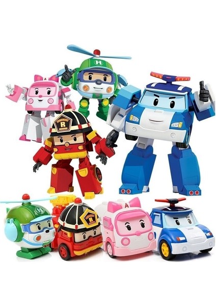 4 Adet Silverlit Robocar Anime Figürü Robot Çocuk Karikatür Oyuncaklar (Yurt Dışından)