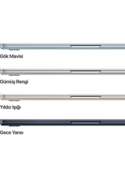 MacBook Air M4 16GB 512GB SSD macOS 13" Taşınabilir Bilgisayar Yıldız Işığı MW103TU/A