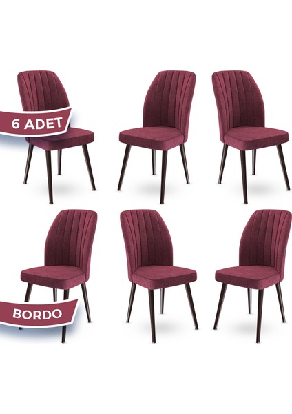 Platinum Serisi Üst Kalite Mutfak Sandalyesi Metal Kahverengi Iskeletli 6 Adet Sandalye
