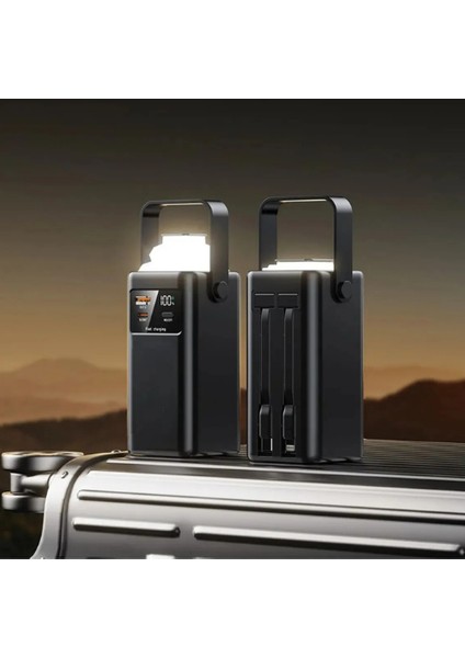 24.000 Mah 22.5W 2xusb 2xtype-C Çıkış Hızlı Şarj Çoklu Kablolu Powerbank Kamp Işık Fener Güç Bankası