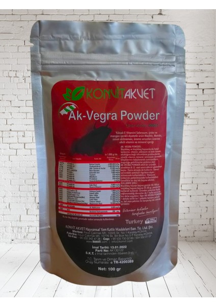 Akvegra Büyükbaş ve Küçükbaş Kızgınlık Tozu 100 gr