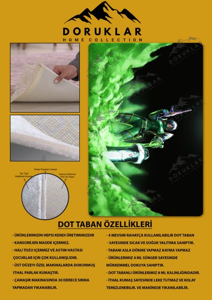 Kaymaz Taban Makinada Yıkanabilir Dijital Baskı Valorant Viper Desenli Çocuk Odası Halısı Dot Taban Halı BRK11 fiyatları
